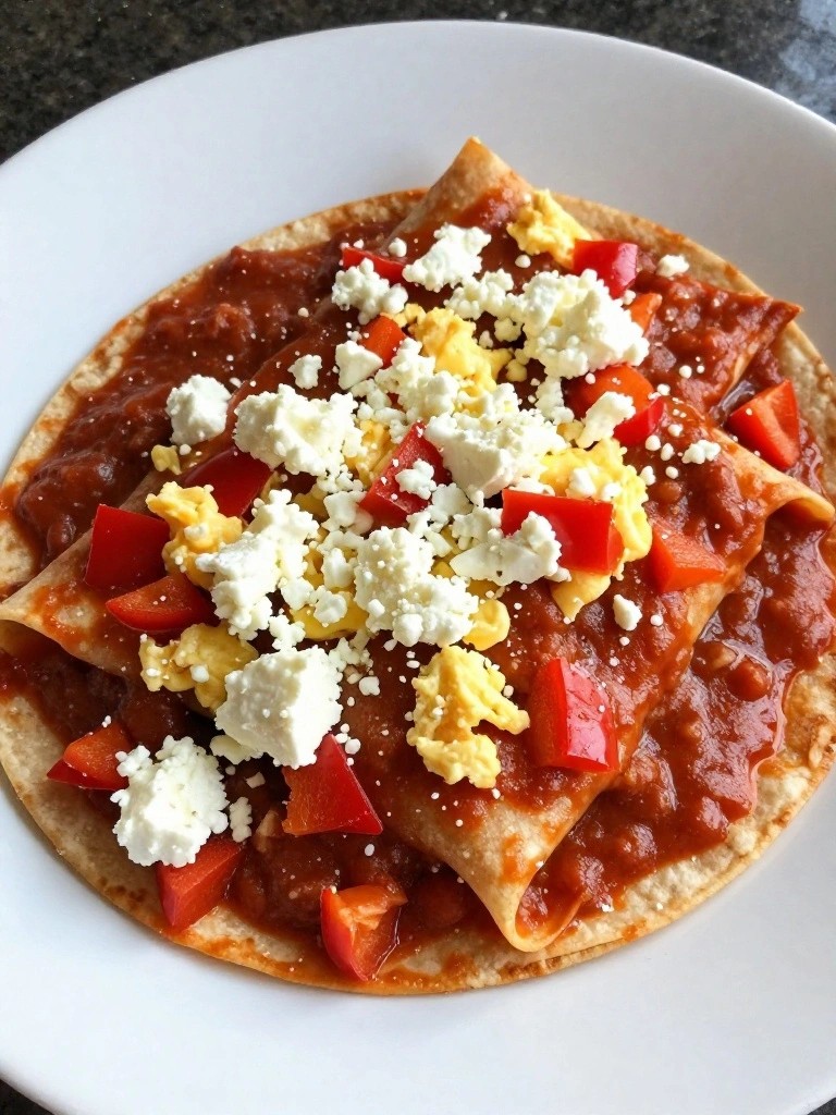 Red Pepper and Feta Breakfast Enchiladas