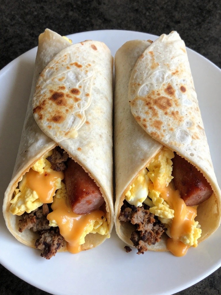 Sausage, Egg, and Cheese Breakfast Burritos