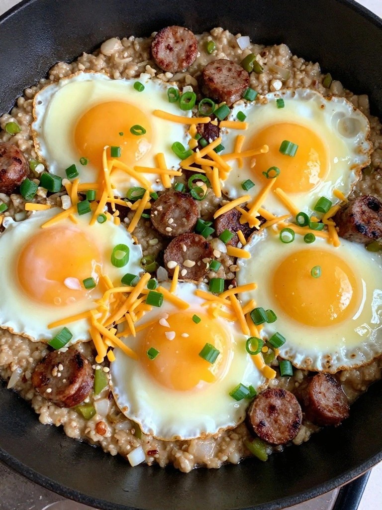 Cajun Andouille Grits Breakfast Skillet
