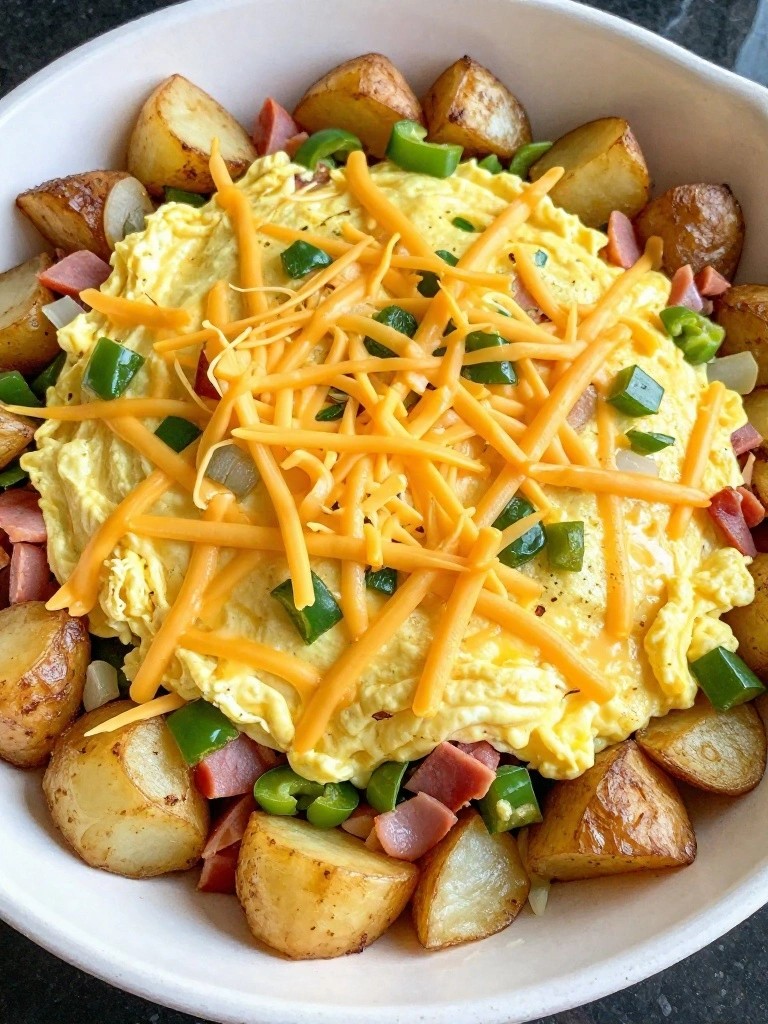Classic Denver Omelet Skillet with Potatoes and Peppers