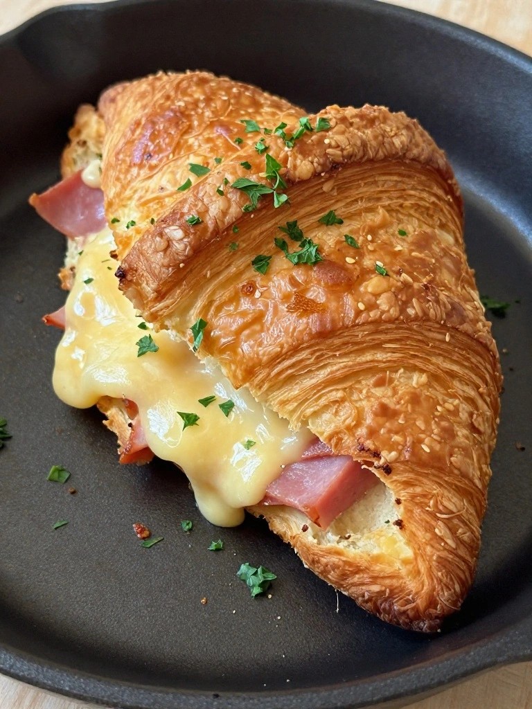 Ham Gruyere Croissant Breakfast Skillet