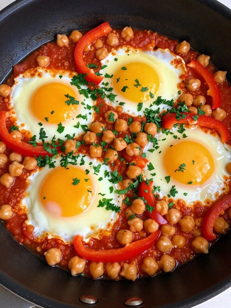Shakshuka with Chickpeas and Fresh Herbs