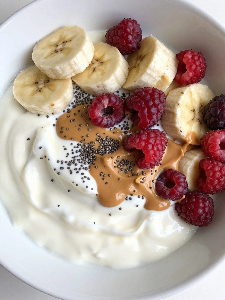 Banana Peanut Butter Chia Greek Yogurt Bowl