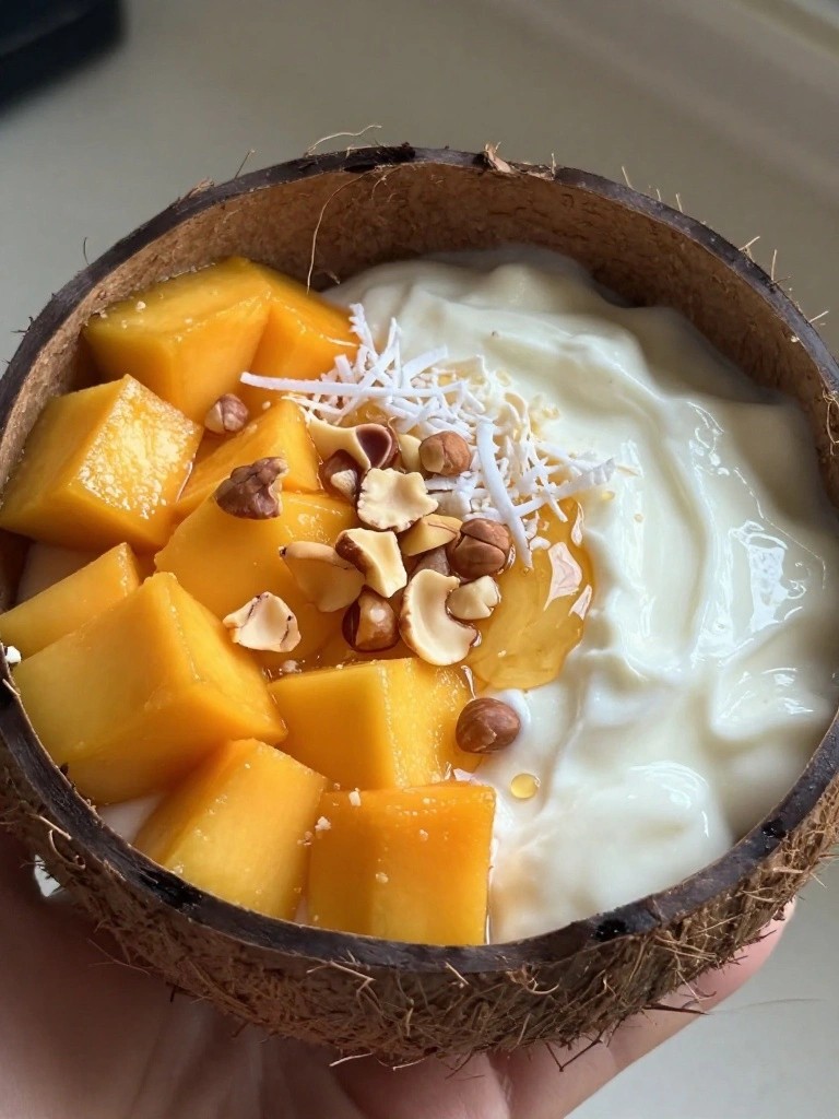 Tropical Mango Coconut Greek Yogurt Bowl
