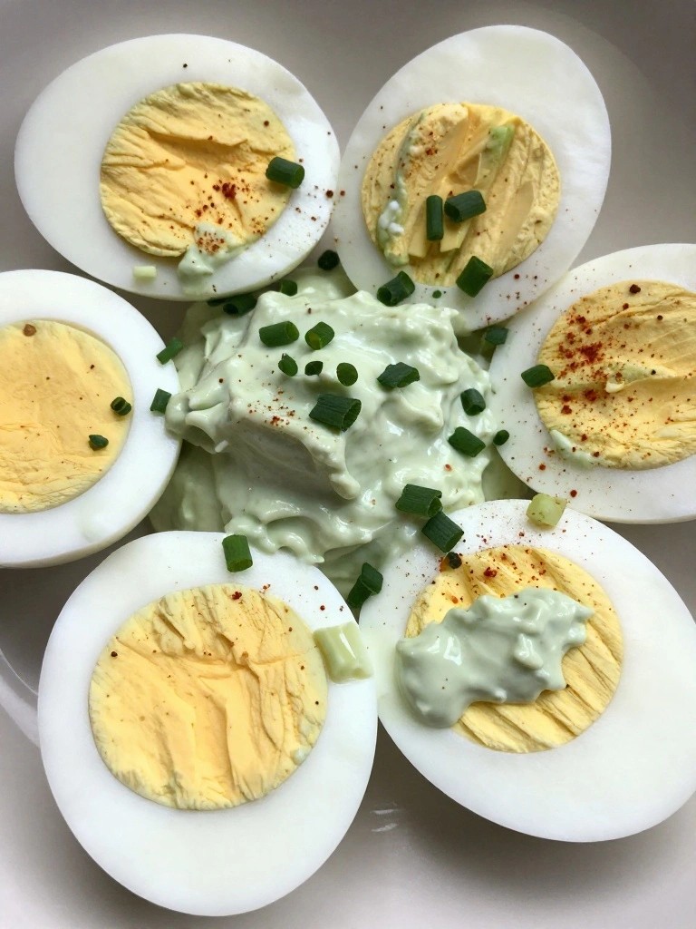 Greek Yogurt Deviled Eggs with Avocado
