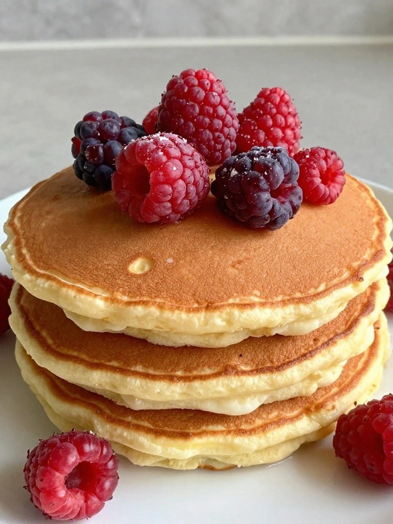 Protein Greek Yogurt Pancakes with Egg Whites and Berries