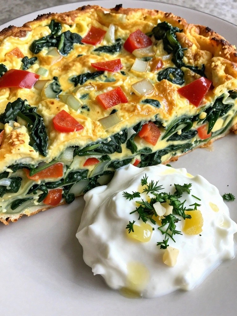 Veggie Frittata with Herbed Greek Yogurt Side