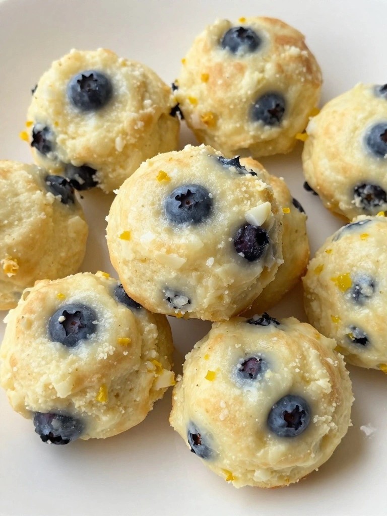 Blueberry Lemon Cottage Cheese Pancake Bites