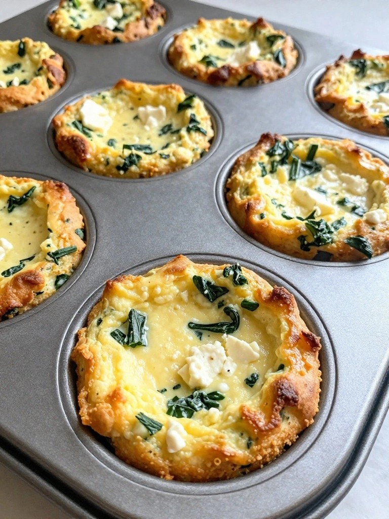 Spinach Feta Cottage Cheese Egg Muffins