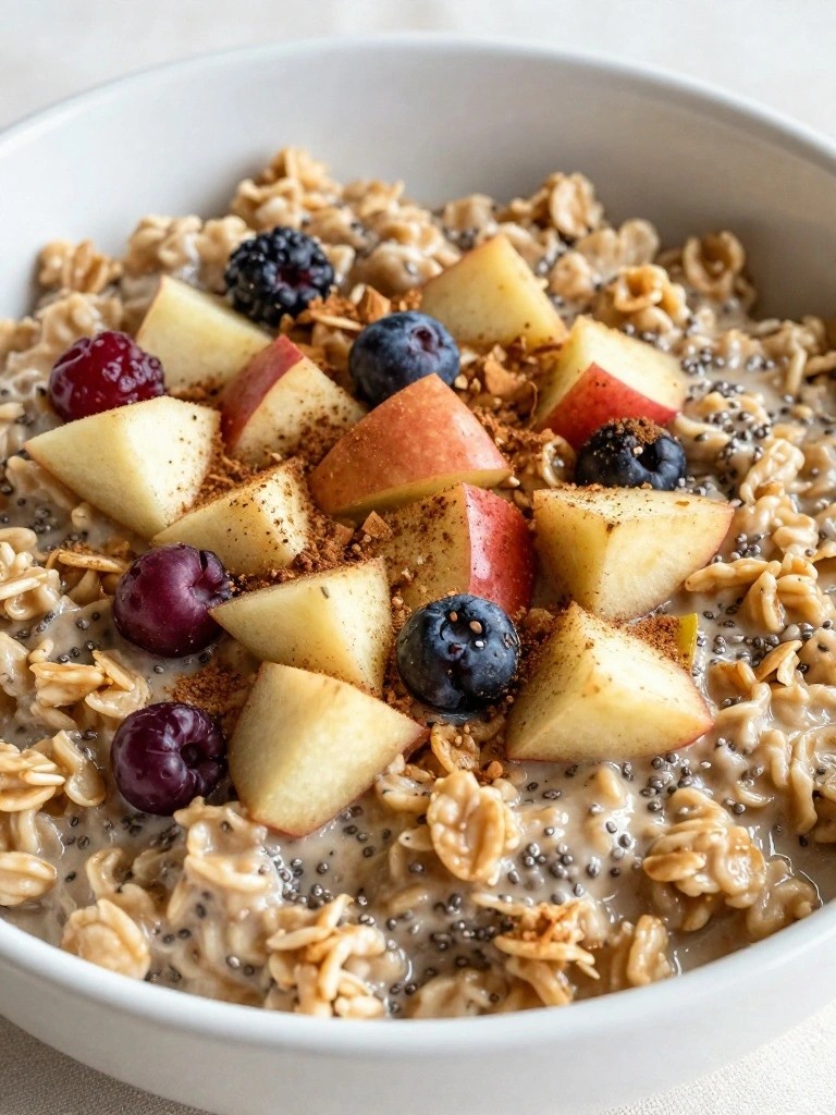 Apple Cinnamon Berry Chia Skillet Oatmeal