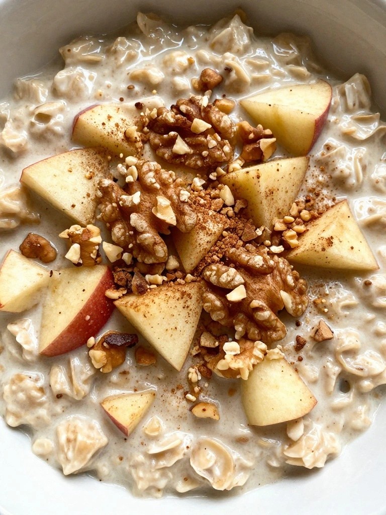 Apple Cinnamon Overnight Oats with Chopped Walnuts