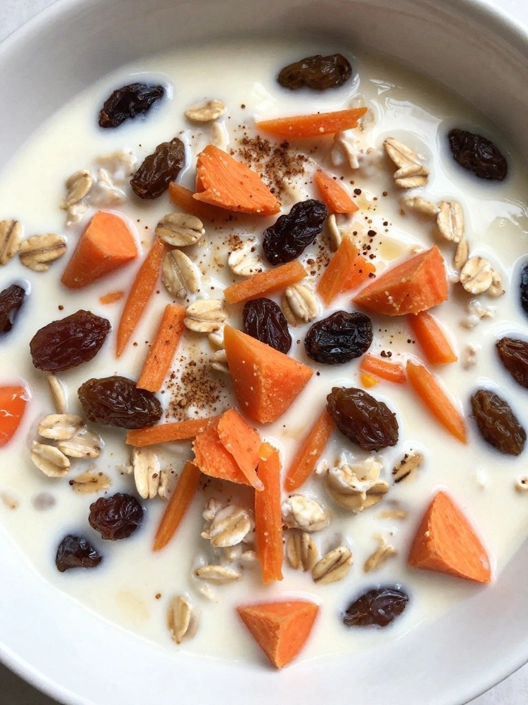 Carrot Cake Overnight Oats with Raisins
