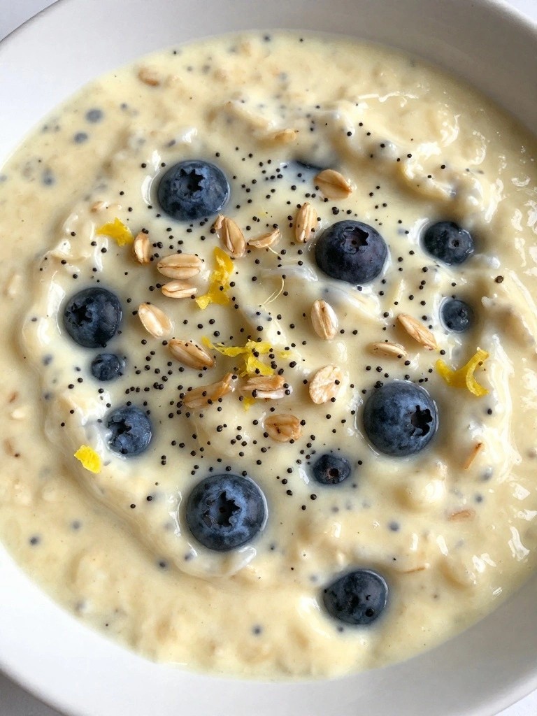 Lemon Poppy Seed Overnight Oats with Blueberries