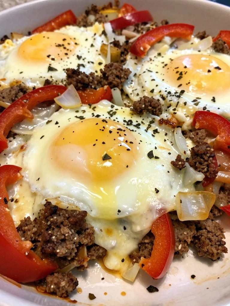 Italian Sausage Pepper and Mozzarella Egg Bake