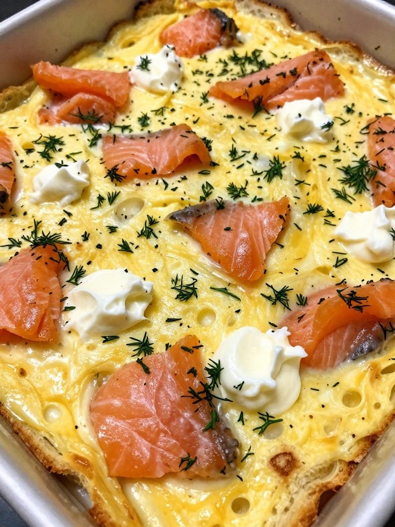 Smoked Salmon Dill and Cream Cheese Breakfast Casserole