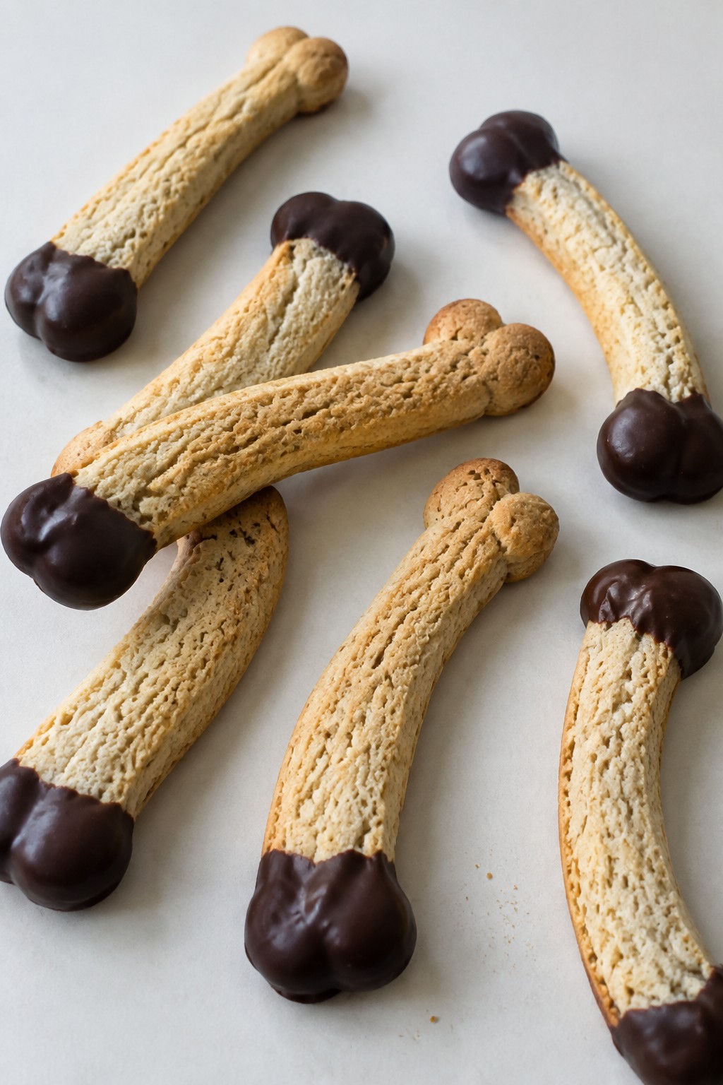 Skeleton Bone Biscotti with Dark Chocolate Dip