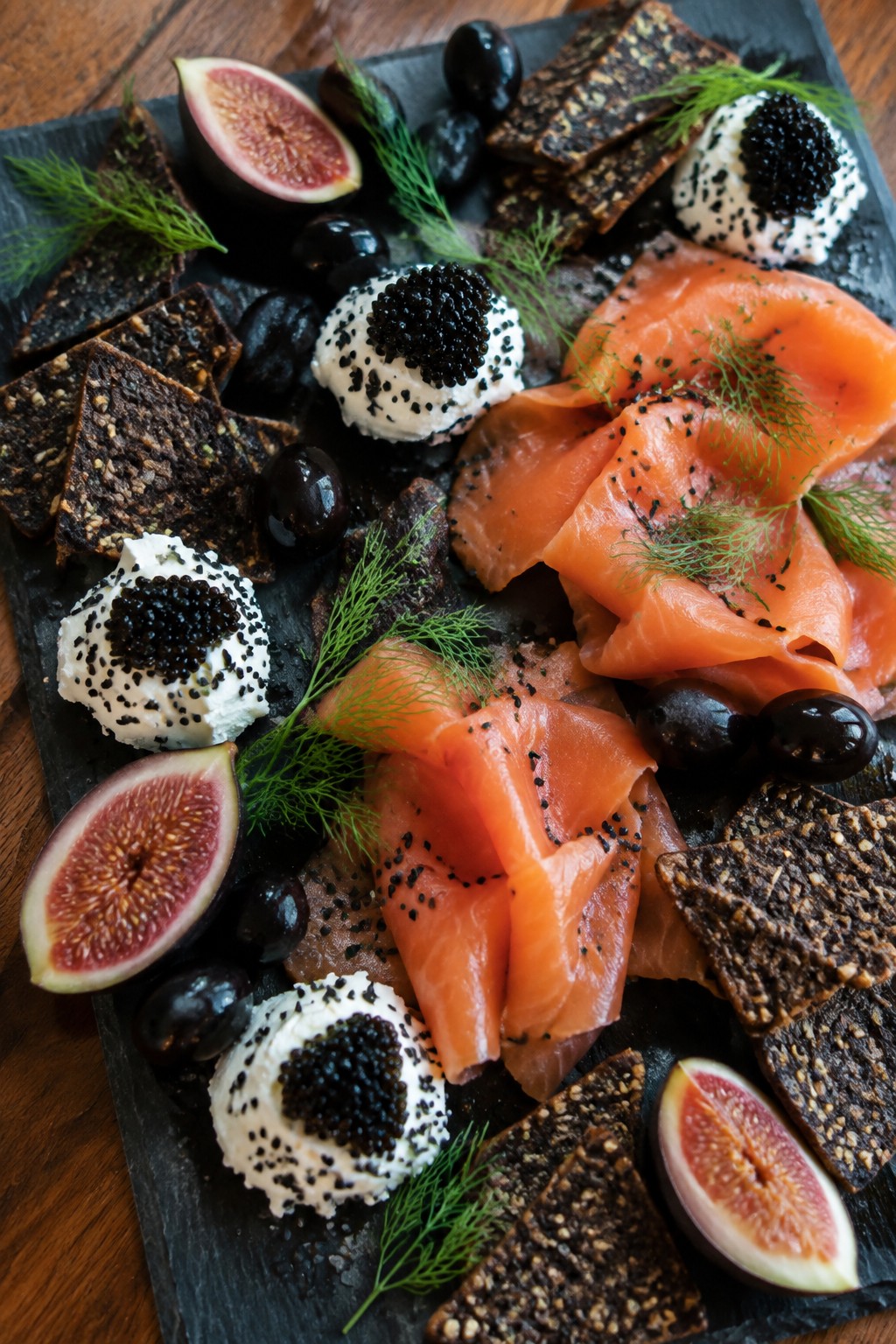 Smoked Salmon Caviar and Black Sesame Board