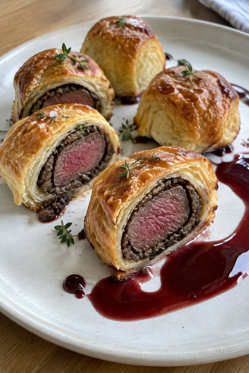 Mini Beef Wellingtons with Red Wine Reduction