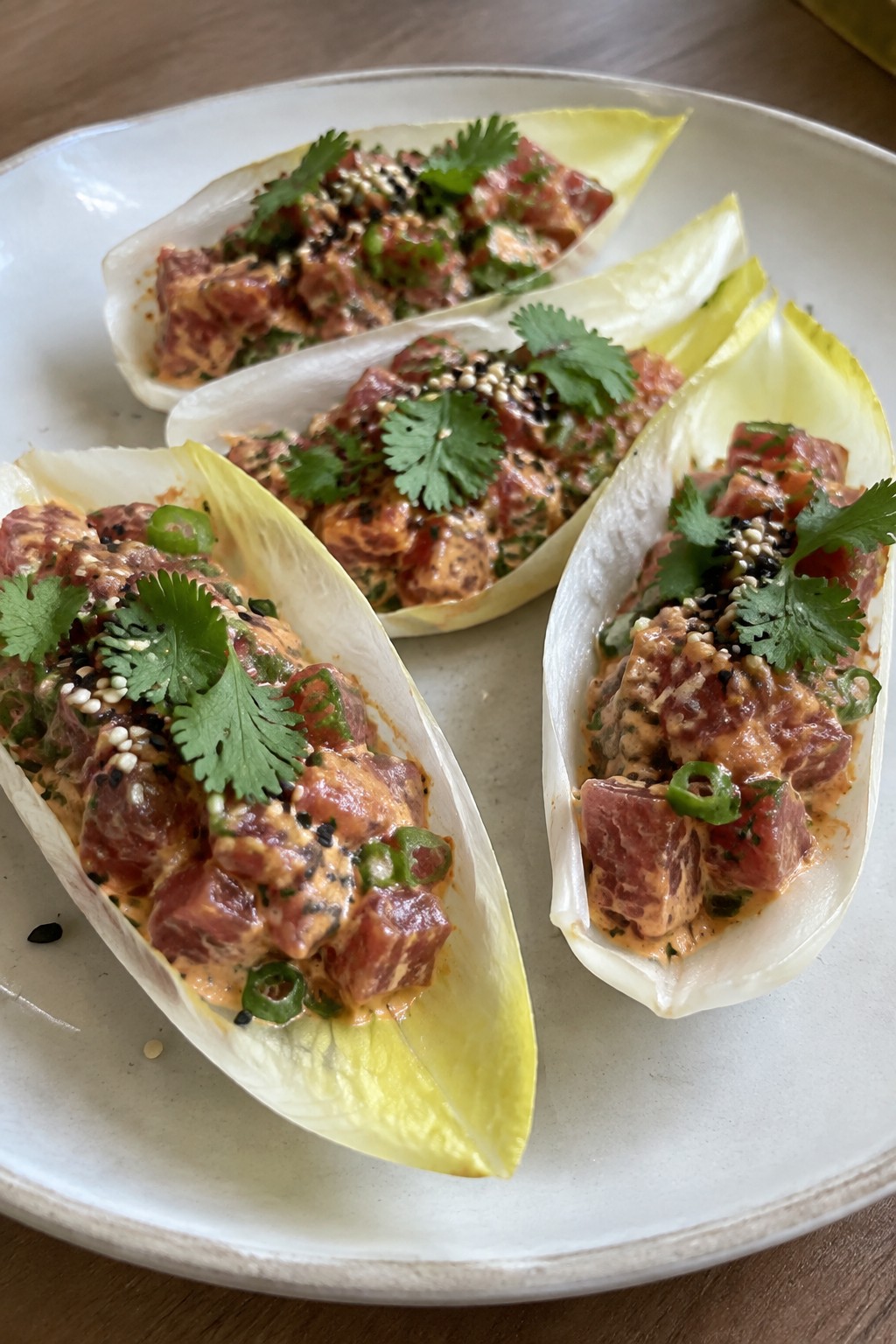 Spicy Tuna Tartare in Endive Spears