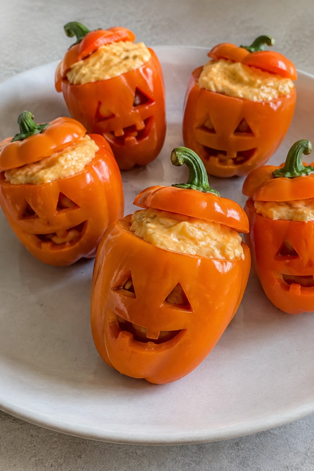 Jack-o'-Lantern Stuffed Mini Peppers