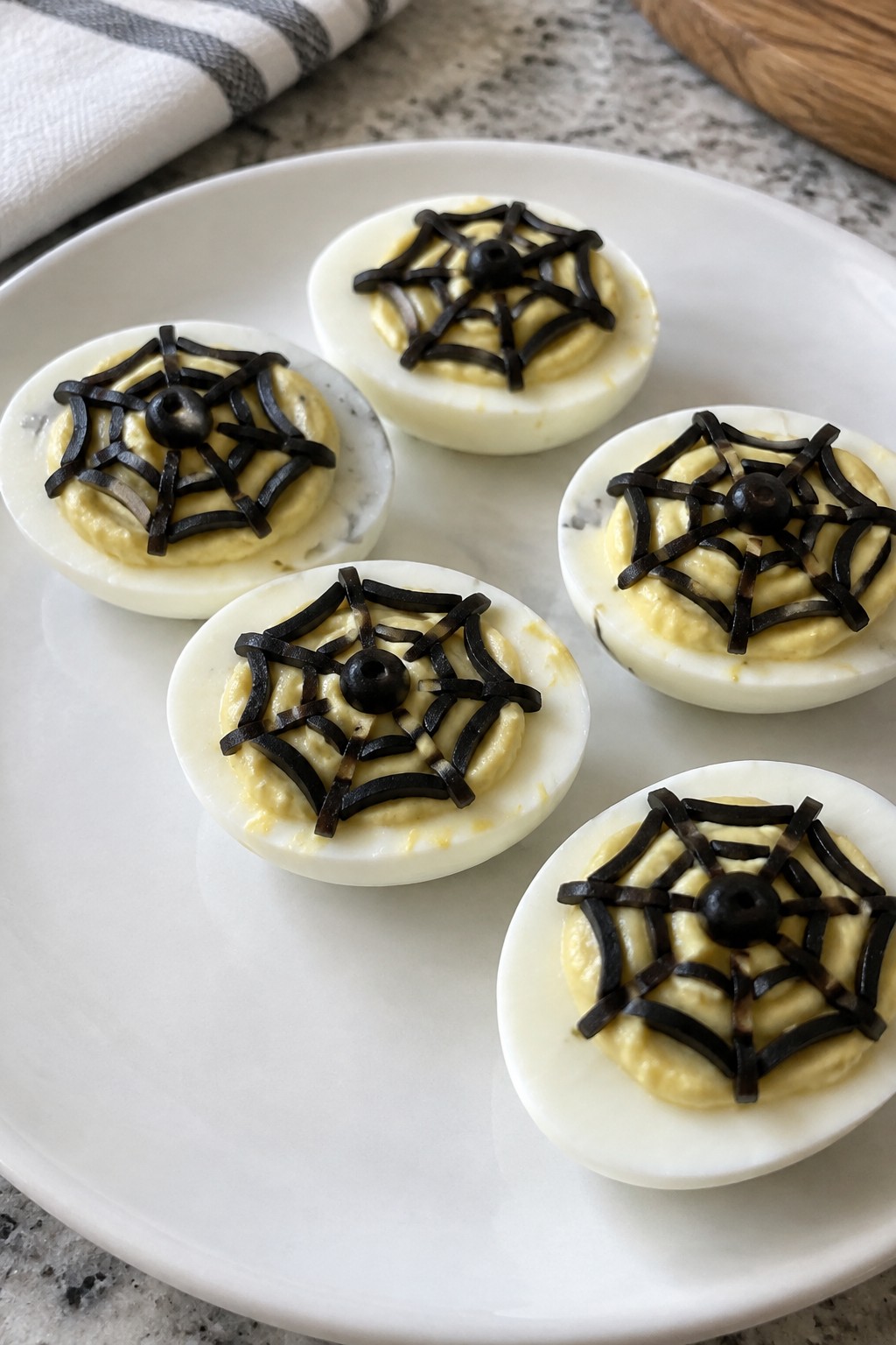 Spiderweb Black Olive Deviled Eggs