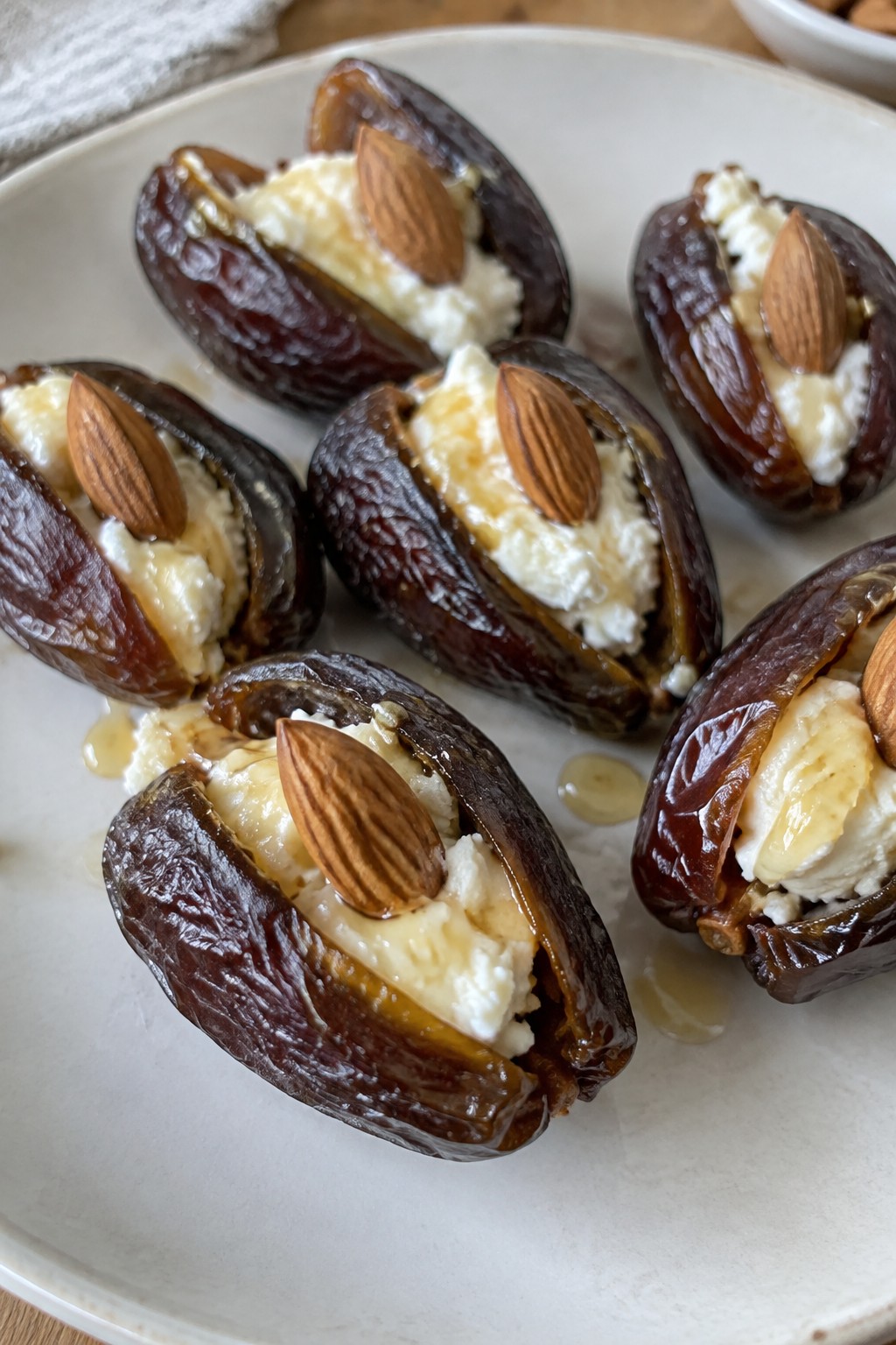Vampire Bite Stuffed Dates with Goat Cheese and Almonds