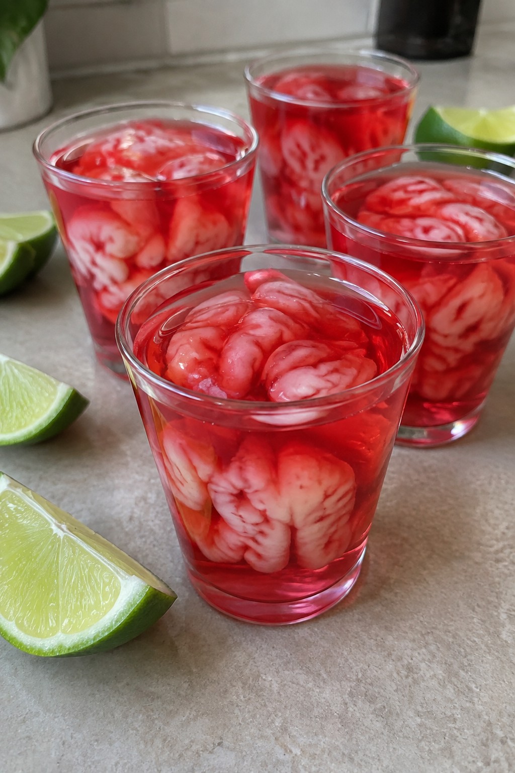 Zombie Brain Cherry Lime Jello Shots