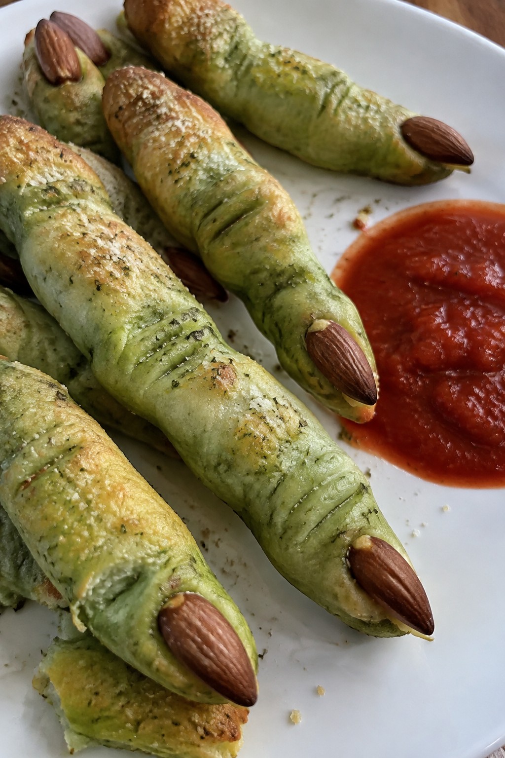 Witch Finger Breadsticks with Marinara