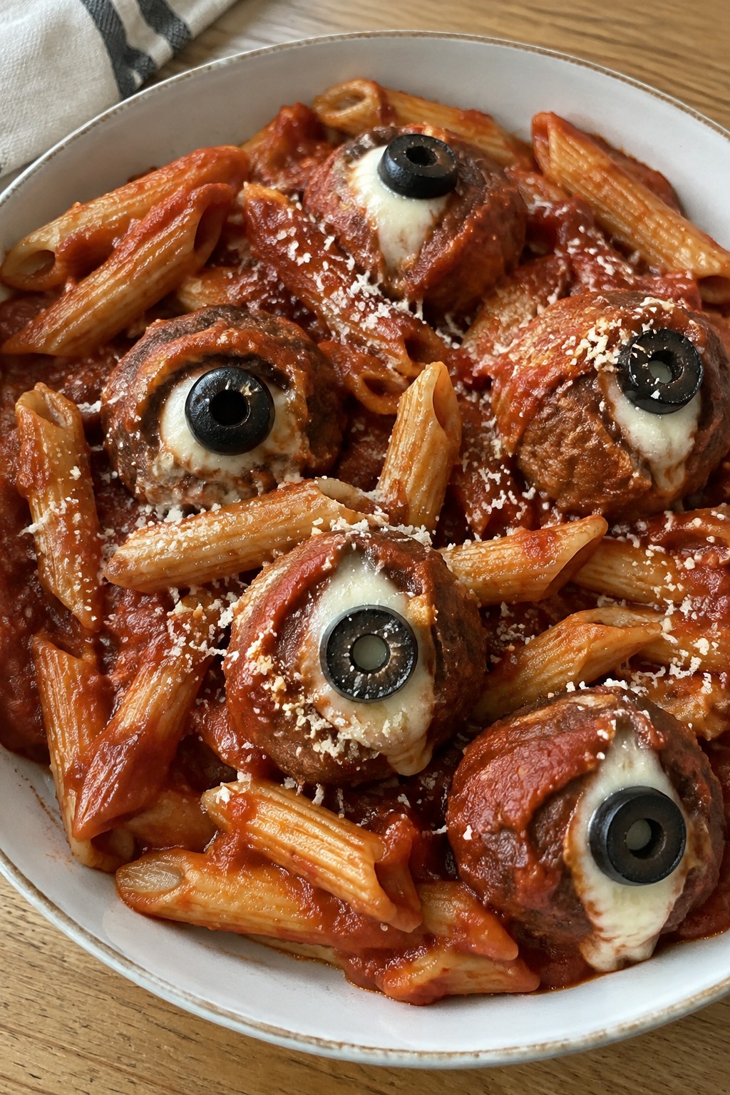 Bloody Eyeball Meatball Penne