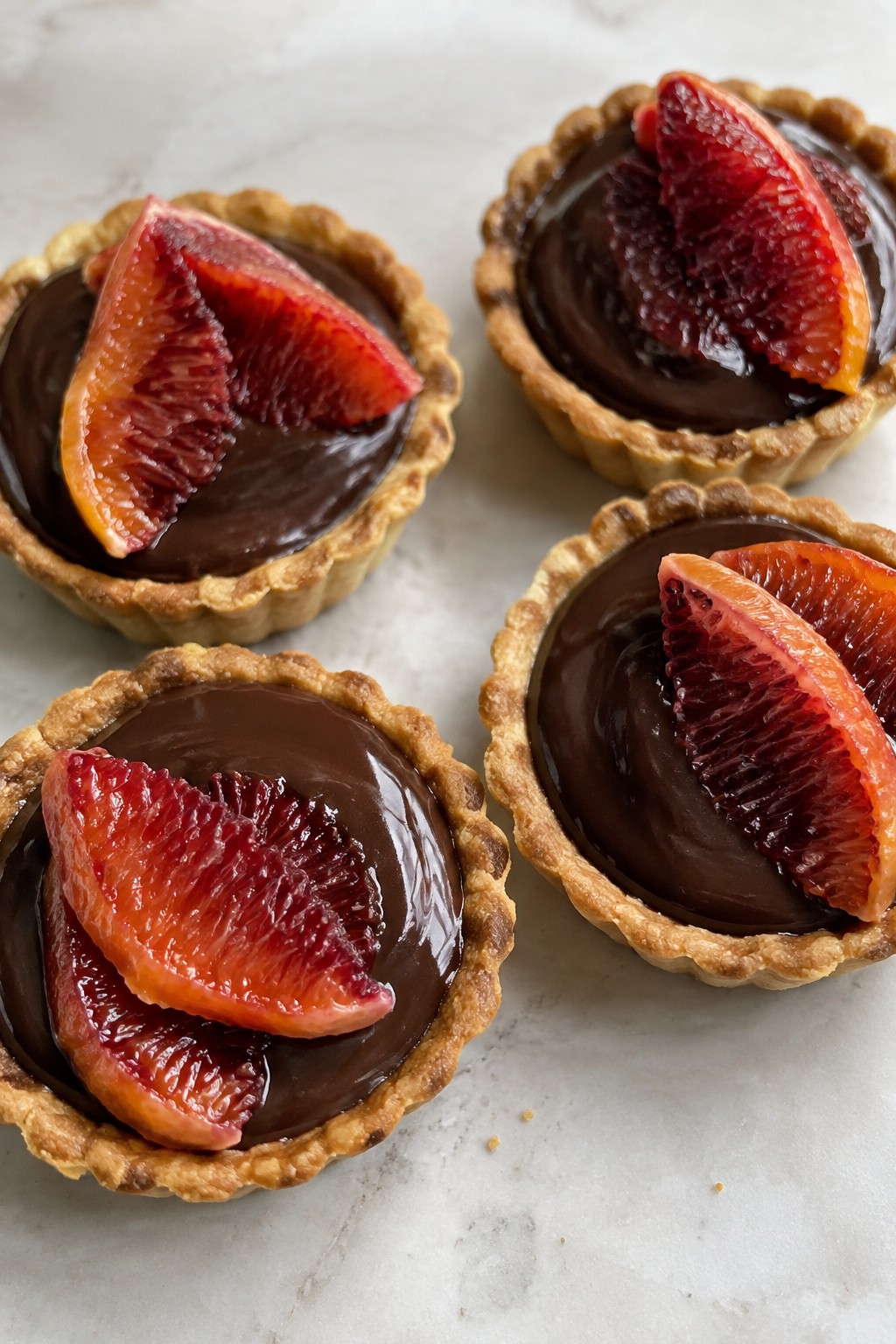 Blood Orange Chocolate Ganache Tartlets