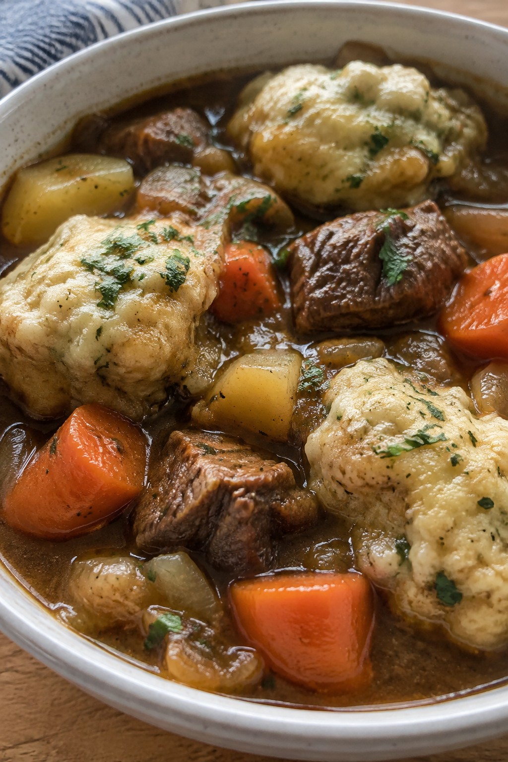 Witch’s Cauldron Beef Stew with Herb Dumplings