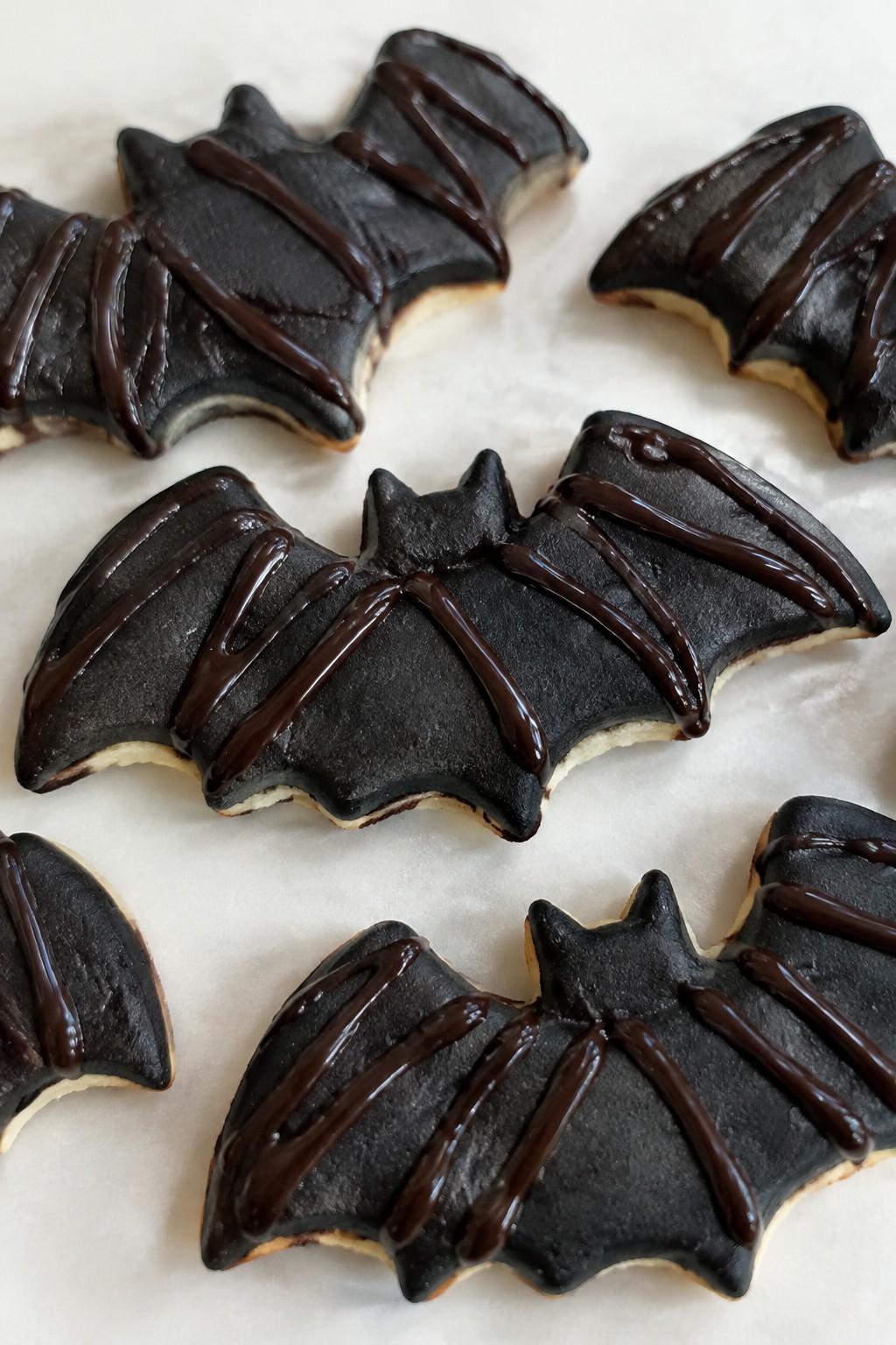 Bat Wing Sugar Cookies with Dark Chocolate Drizzle