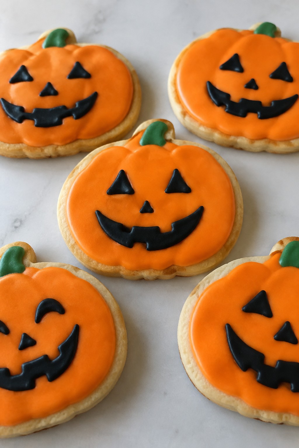 Jack-o'-Lantern Sugar Cookies with Orange Royal Icing