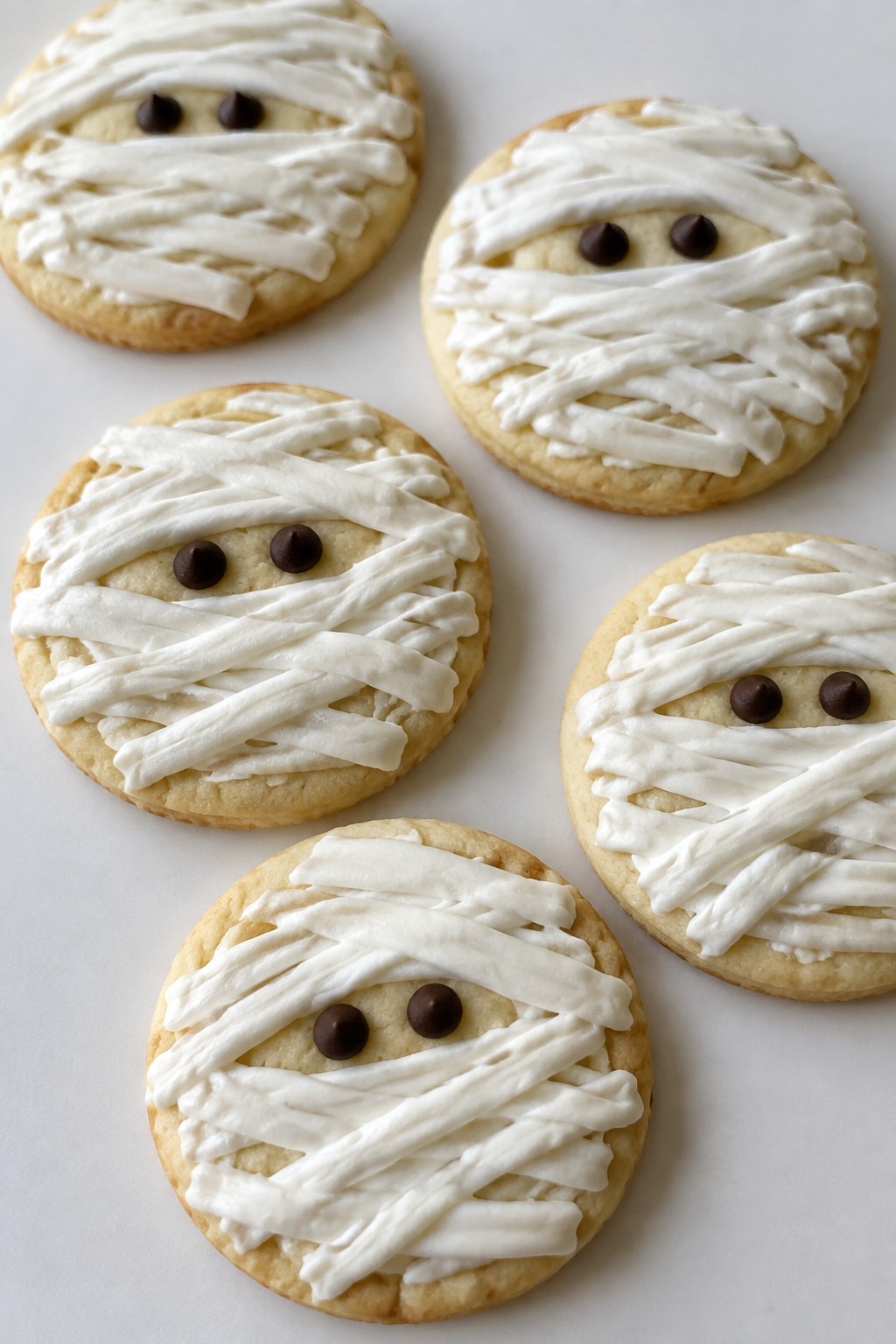 Mummy-Wrapped Sugar Cookies with Bandage Icing