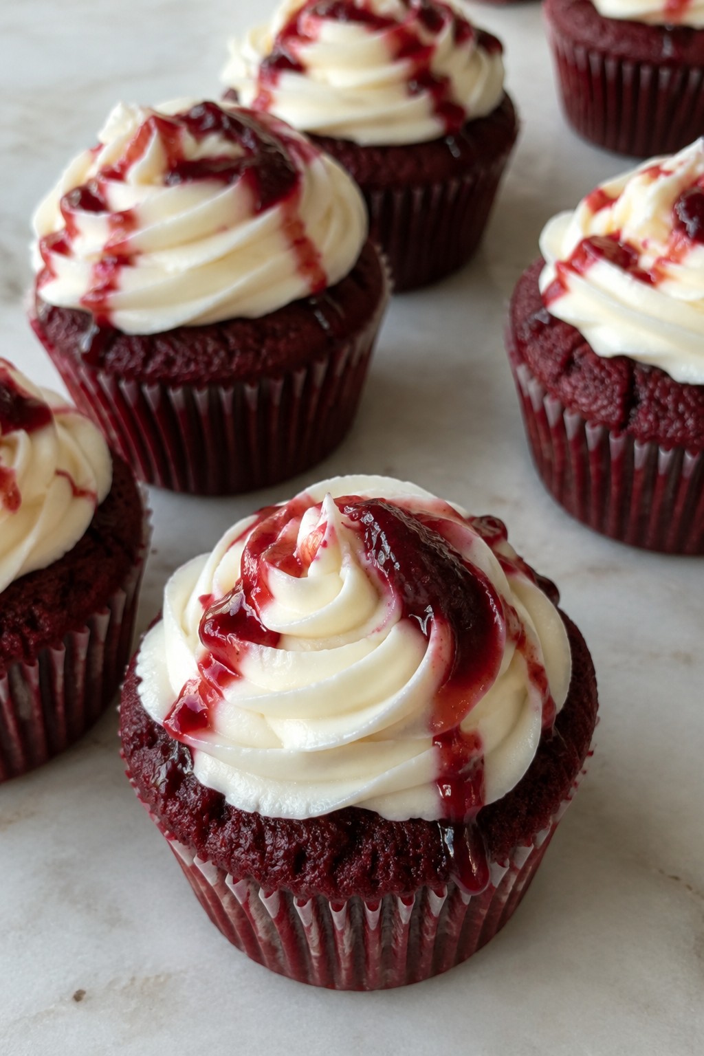 Bloody Red Velvet Cupcakes with Cream Cheese Frosting