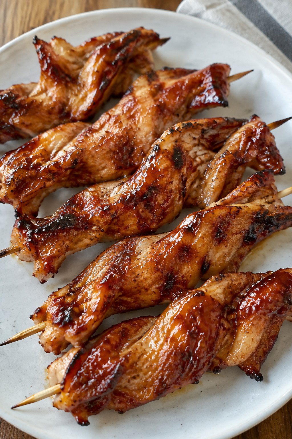 Bat Wing Chicken Skewers with BBQ Glaze