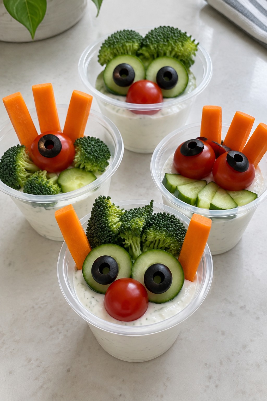 Monster Mash Veggie Cups with Ranch