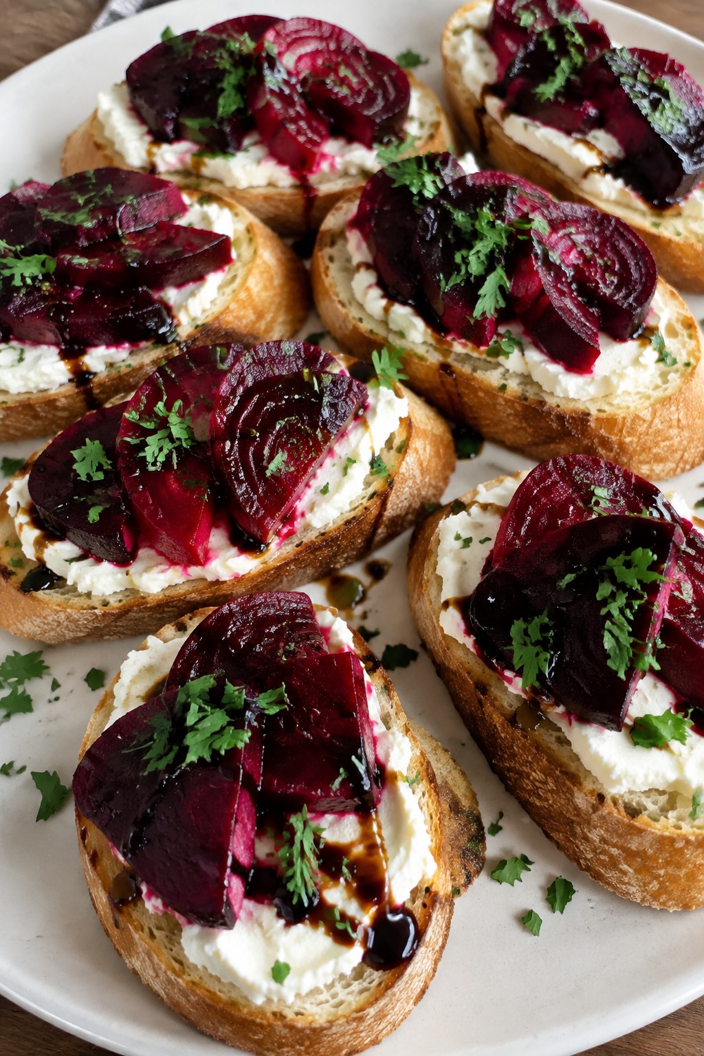 Bloody Beet and Goat Cheese Crostini Platter