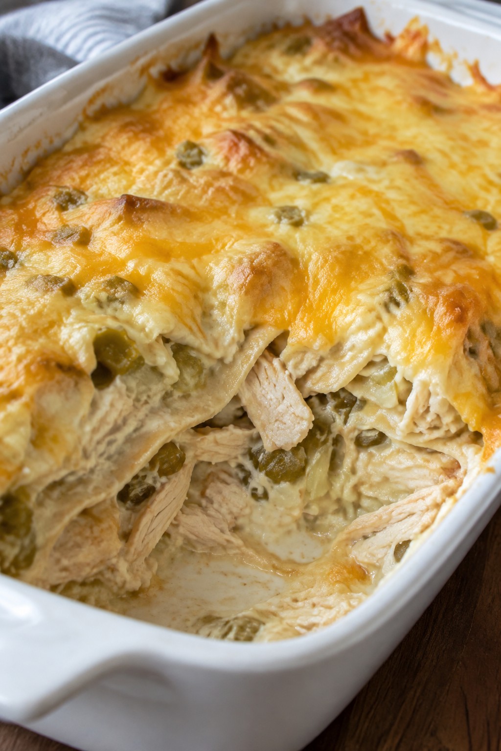 Ghostly White Chicken Enchilada Casserole