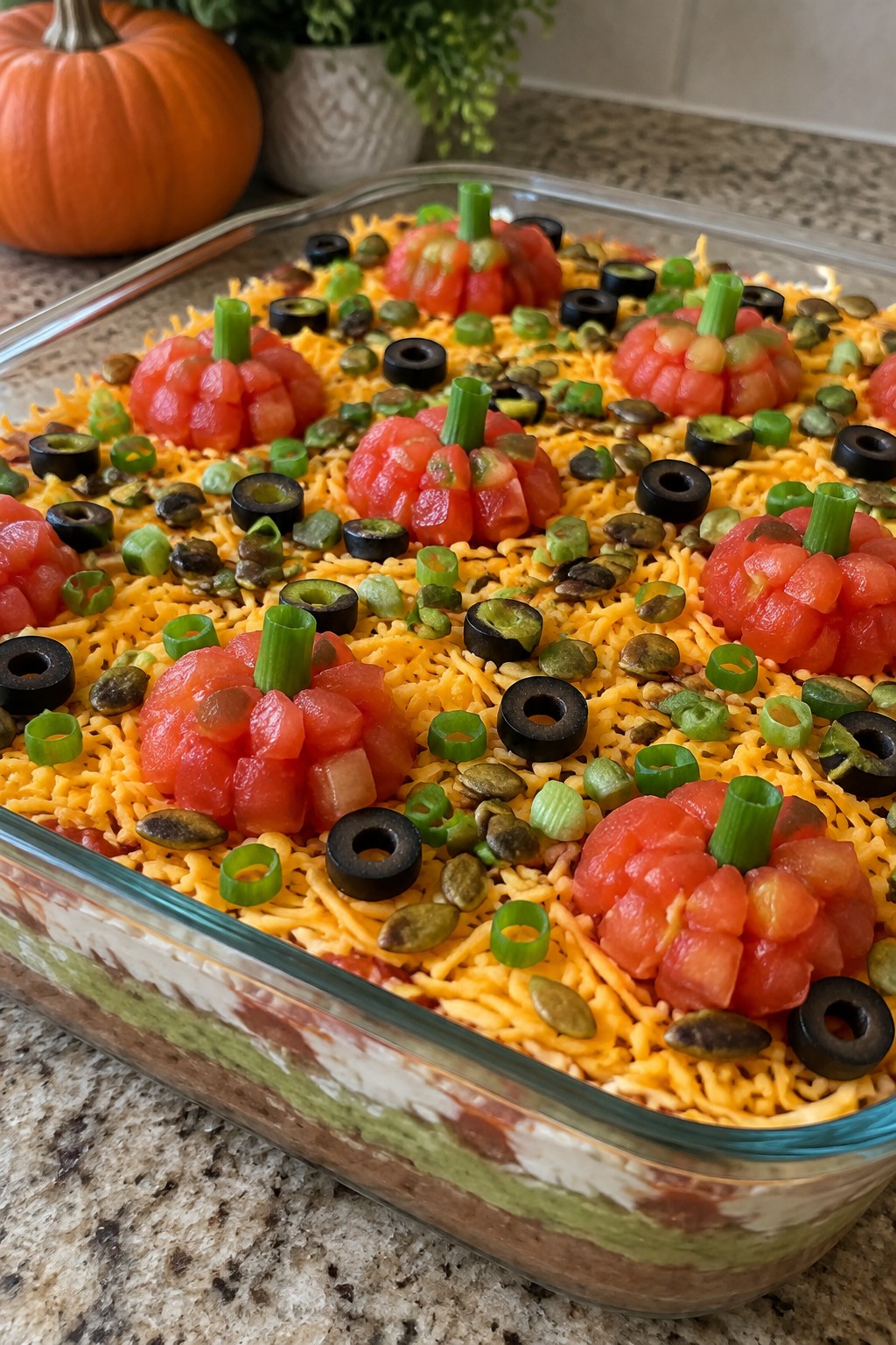 Pumpkin Patch Seven-Layer Taco Dip