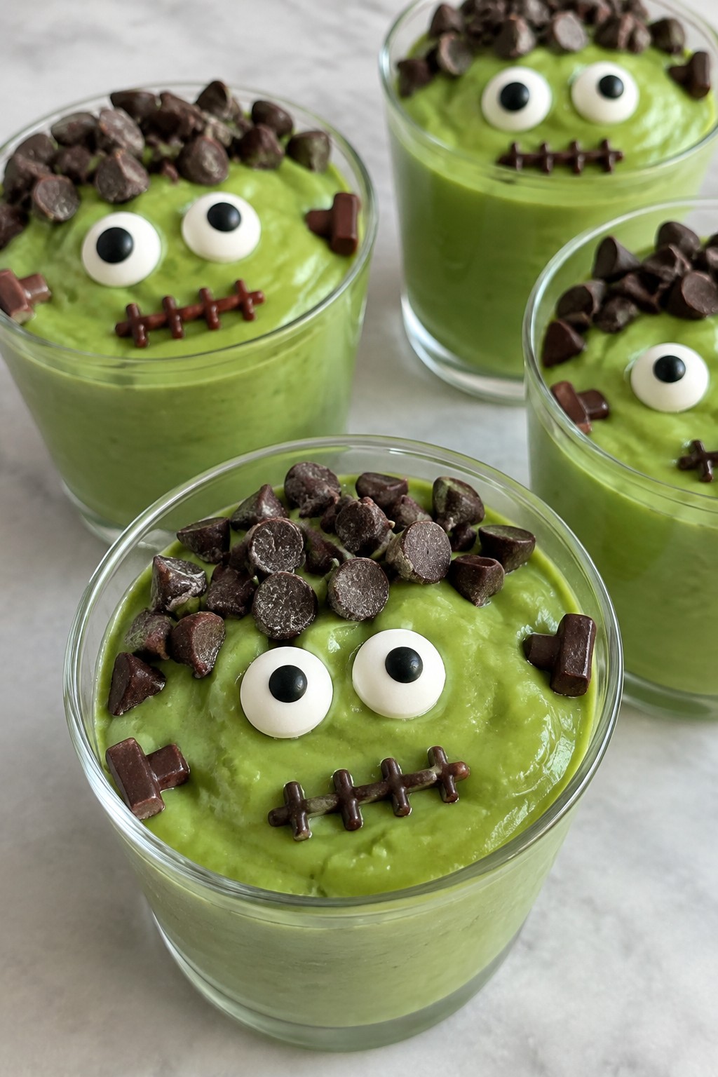 Frankenstein Avocado Chocolate Pudding Cups