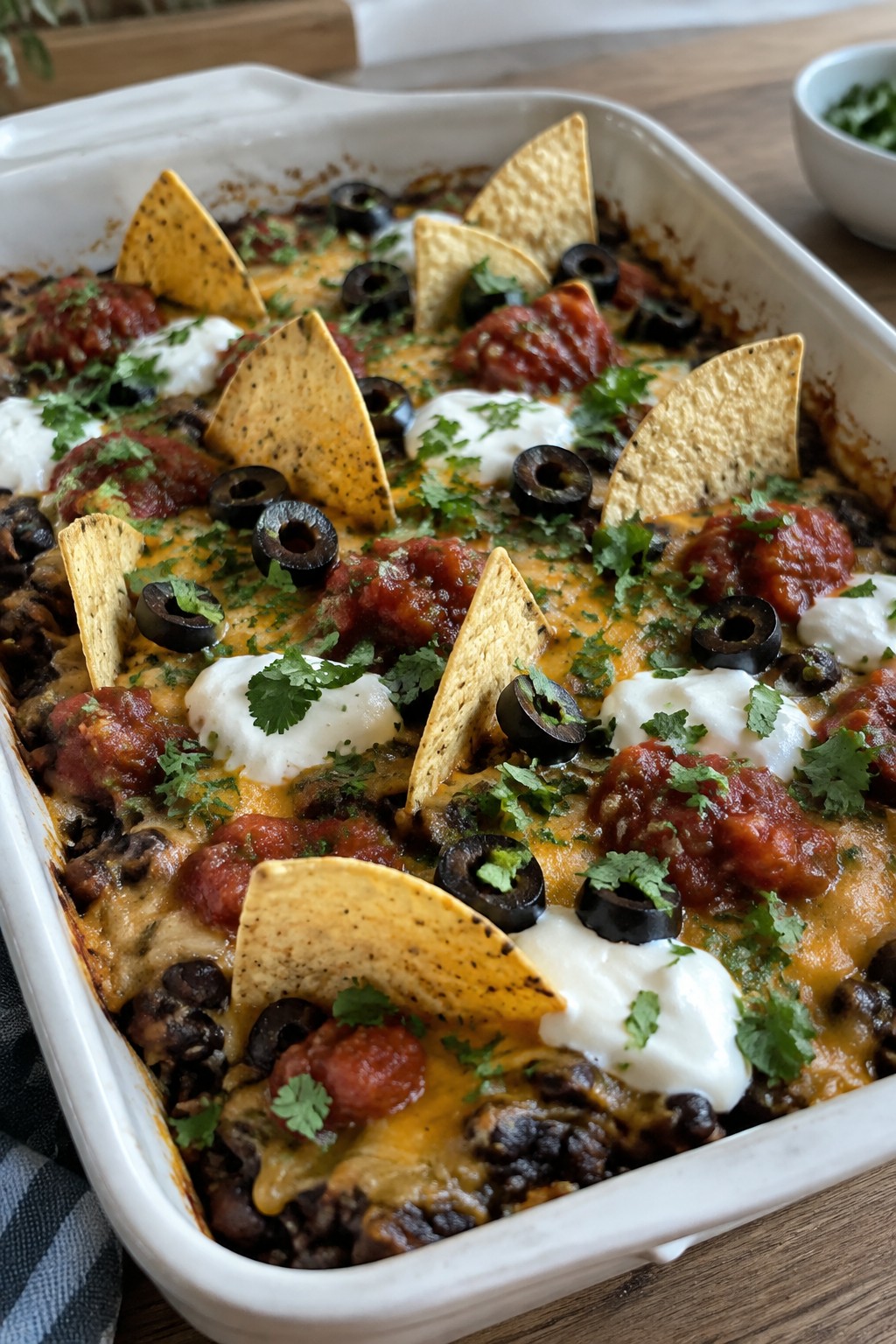 Loaded Black Bean Nacho Graveyard with Tortilla Chips