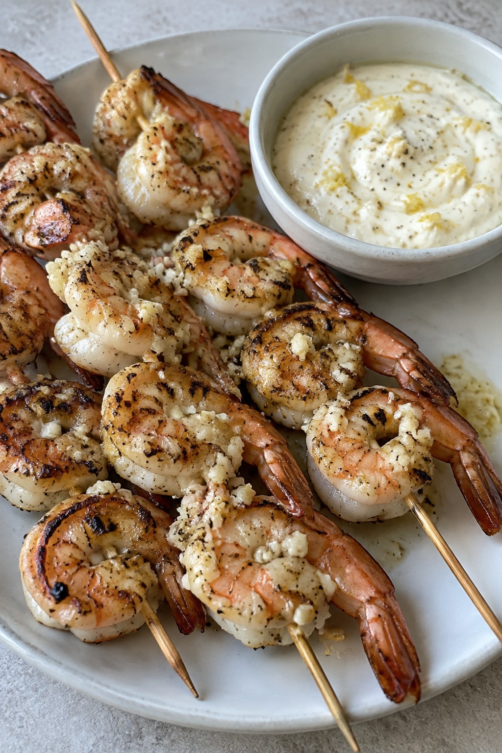 Vampire-Slaying Garlic Shrimp Skewers with Lemon Aioli