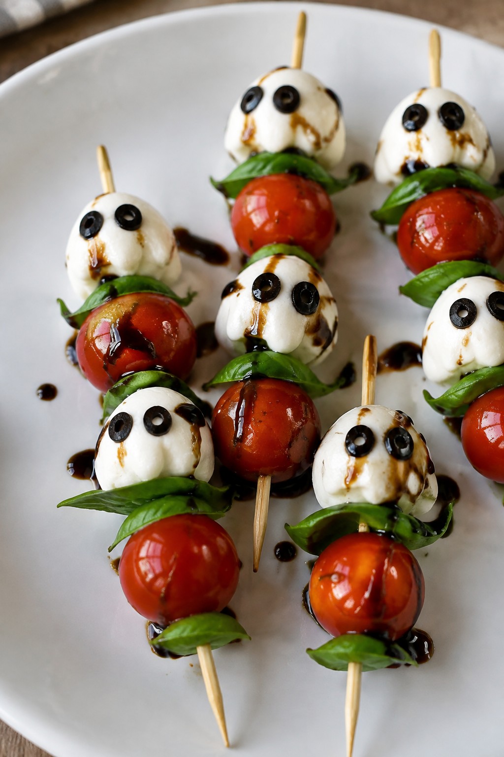 Balsamic Caprese Ghost Skewers