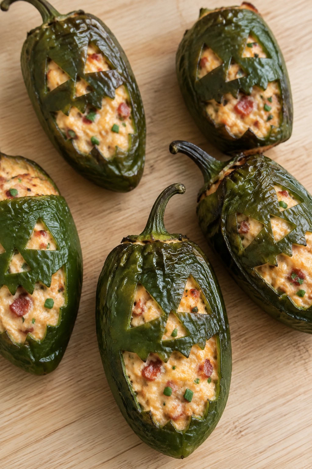 Jack-o'-Lantern Stuffed Jalapeño Poppers