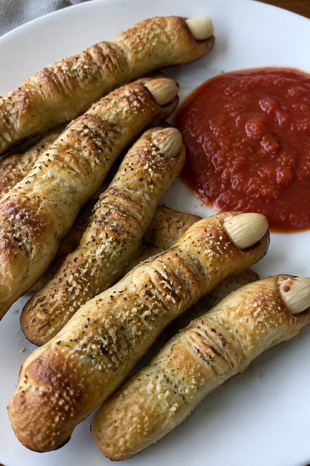 Witch Finger Breadsticks with Marinara