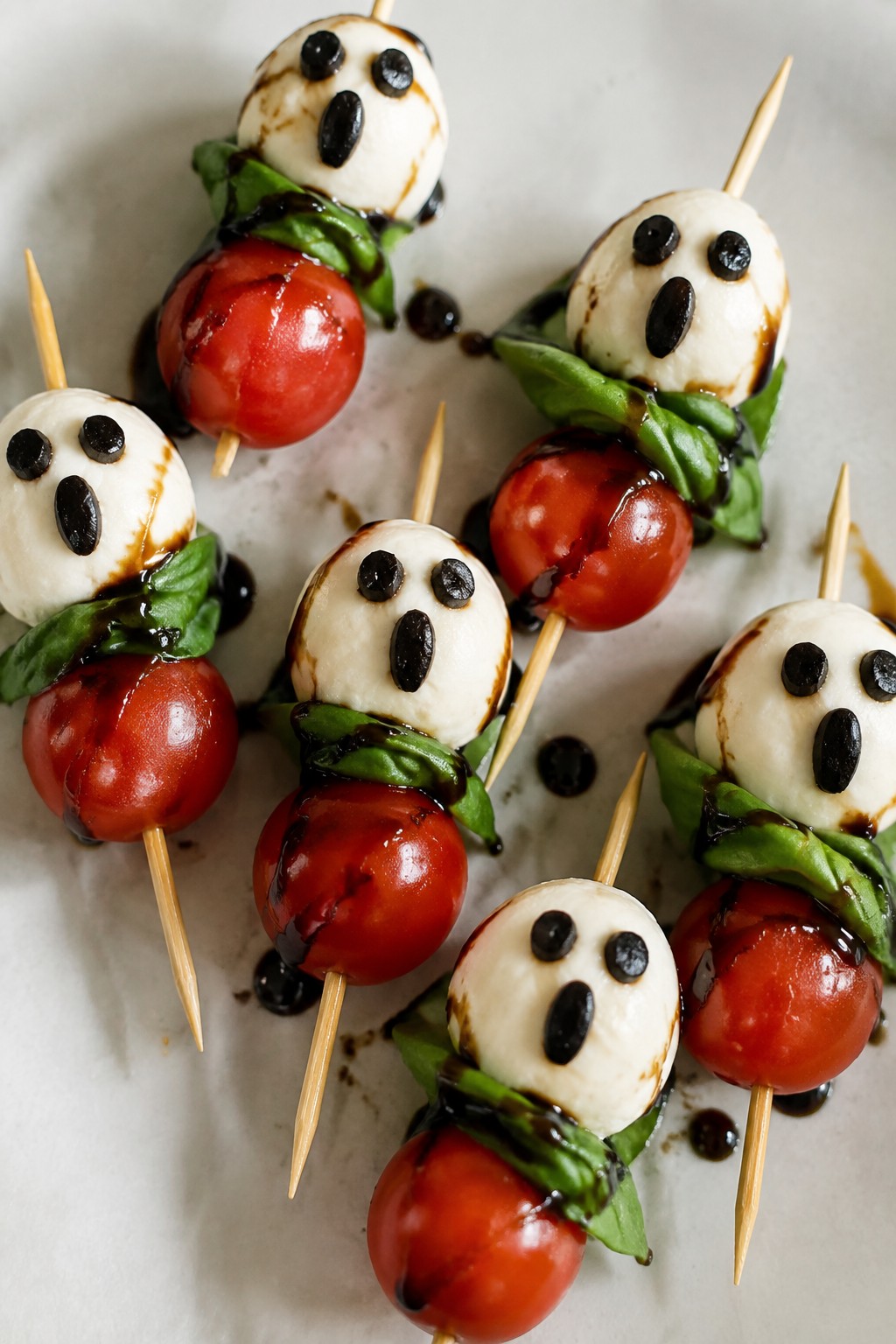 Ghostly Caprese Salad Skewers