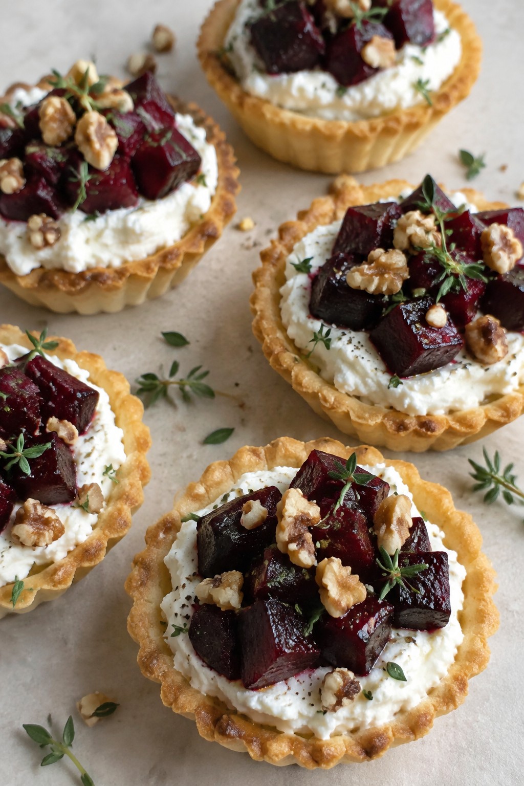 Roasted Beet and Whipped Feta Tartlets