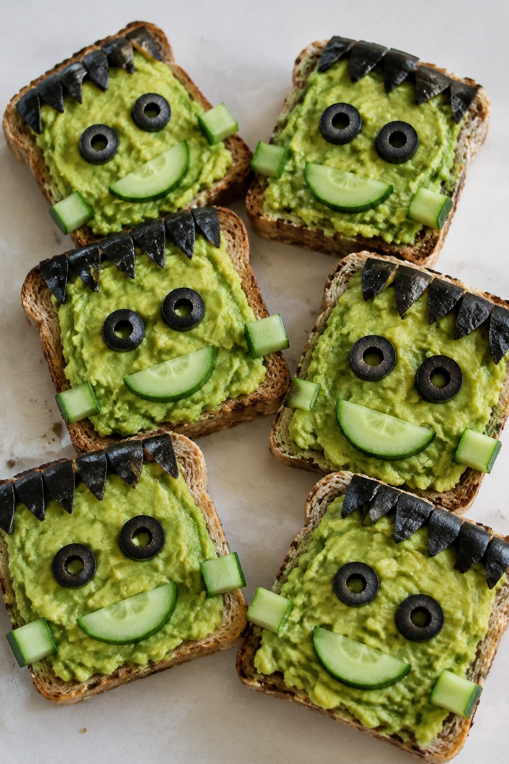 Frankenstein Avocado Toast Bites