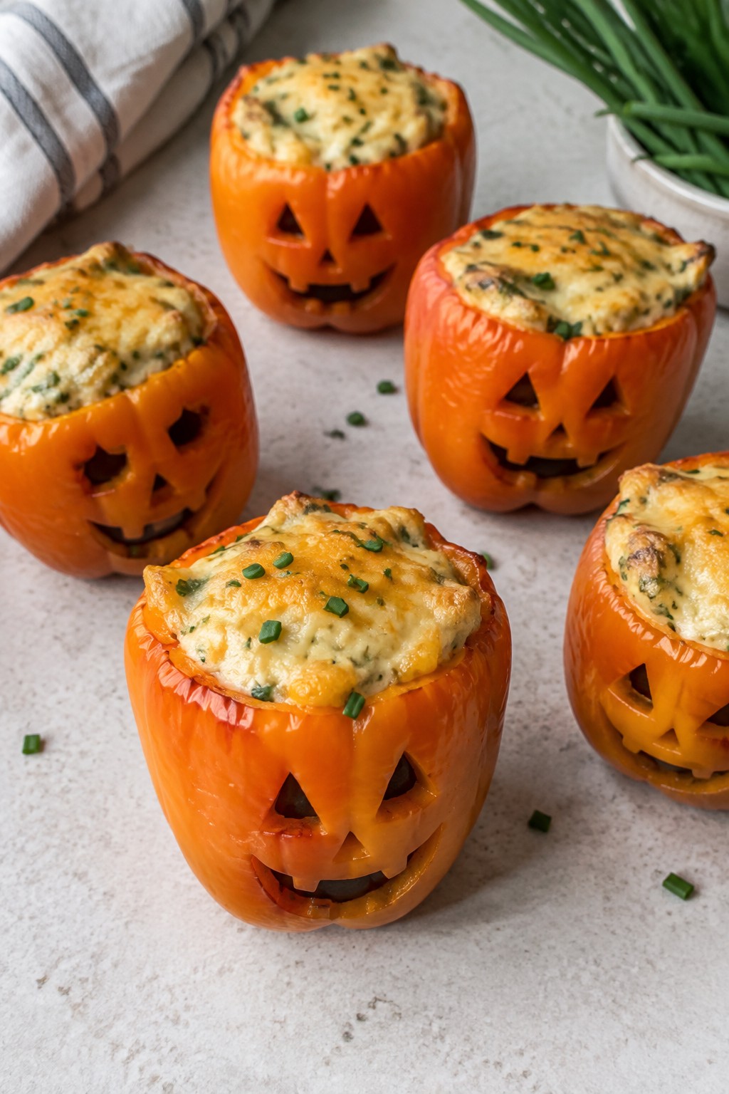 Jack-o'-Lantern Stuffed Mini Peppers